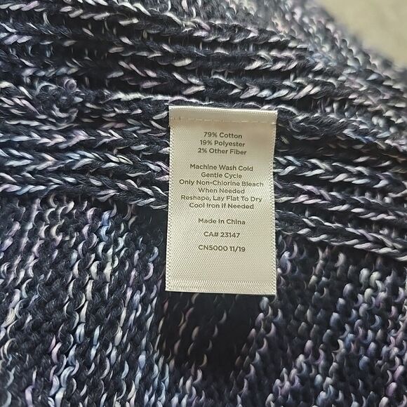 Oprah Magazine for Talbots Cardigan M Long Knit Tie Sweater Heather Blue Pockets - Picture 4 of 10